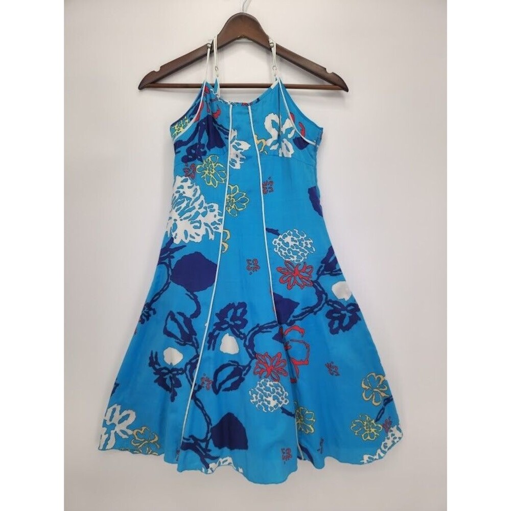 Armani Exchange Women Fit Flare Sundress Tropical Floral Print Silk Blend Size 2